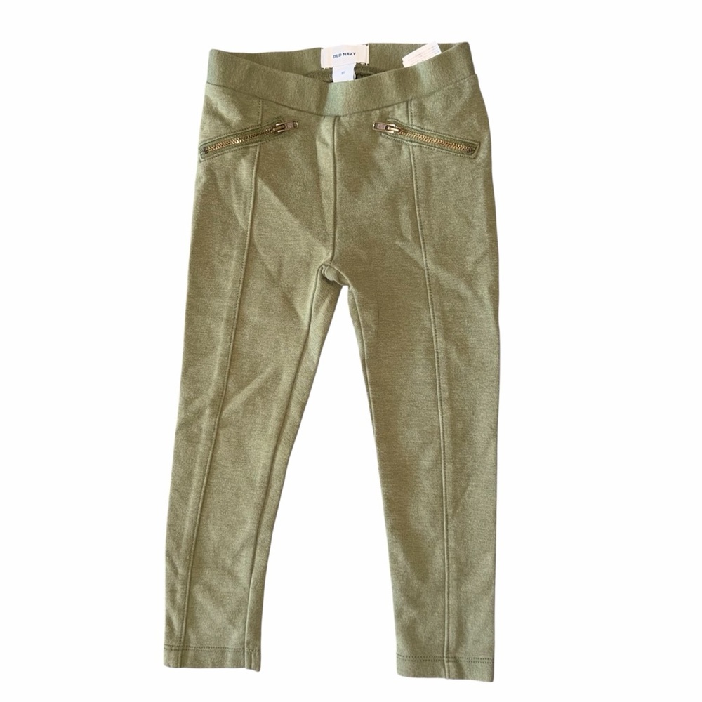 Old Navy Kids Olive Green Moto Jeggings with Zip Pockets - 3T